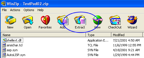 Extract TextPad zip
